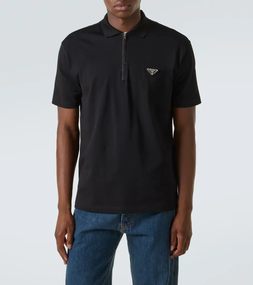 Prada Re-Nylon-trimmed cotton piqué polo shirt | Thumbnail 4