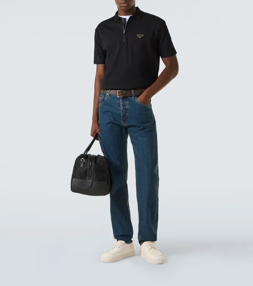 Prada Re-Nylon-trimmed cotton piqué polo shirt | Thumbnail 5