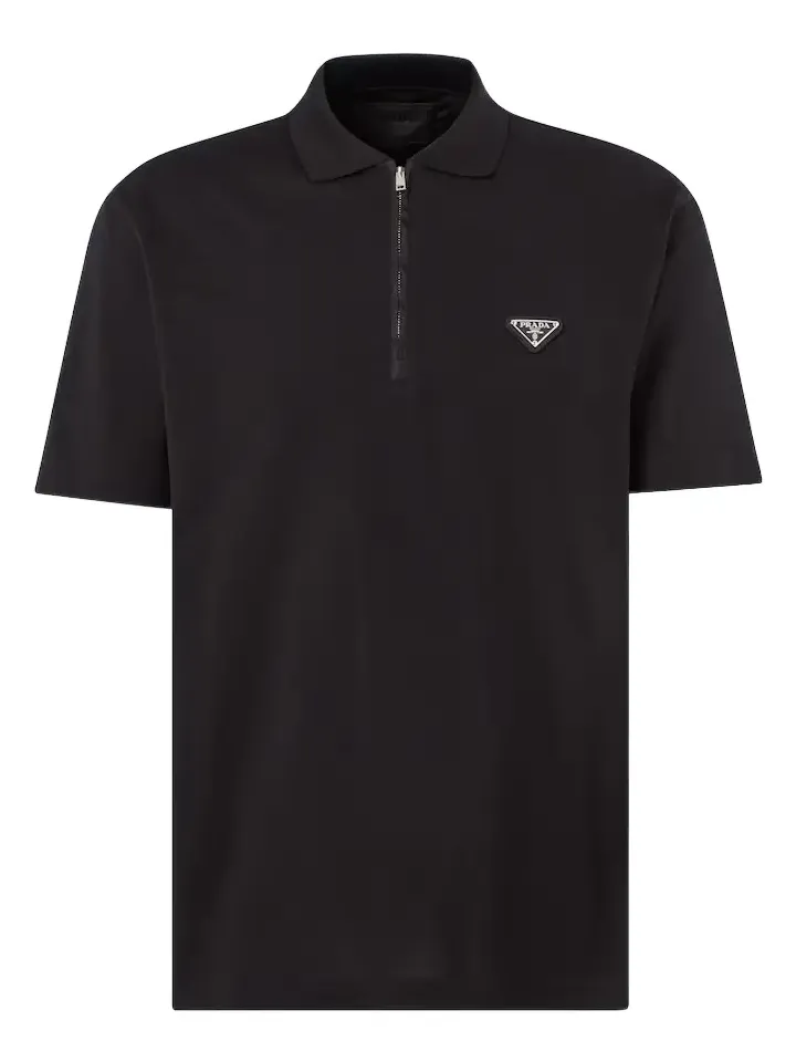 Re-Nylon-trimmed cotton piqué polo shirt Re-Nylon-trimmed cotton piqué polo shirt