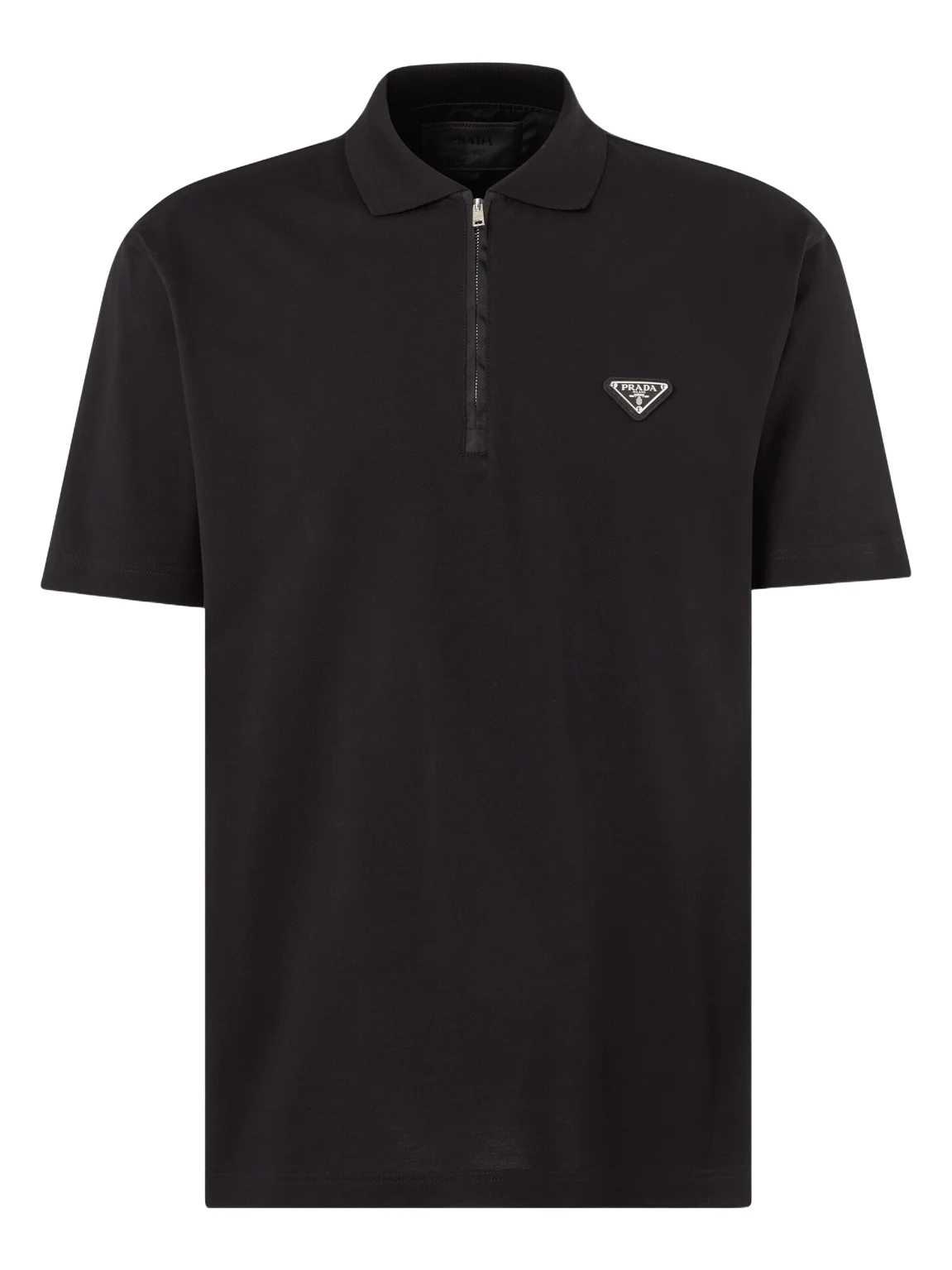 Re-Nylon-trimmed cotton piqué polo shirt
