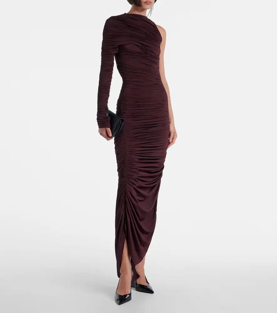Mugler Ruched one-shoulder midi dress | Thumbnail 3 Mugler Ruched one-shoulder midi dress | Thumbnail 3