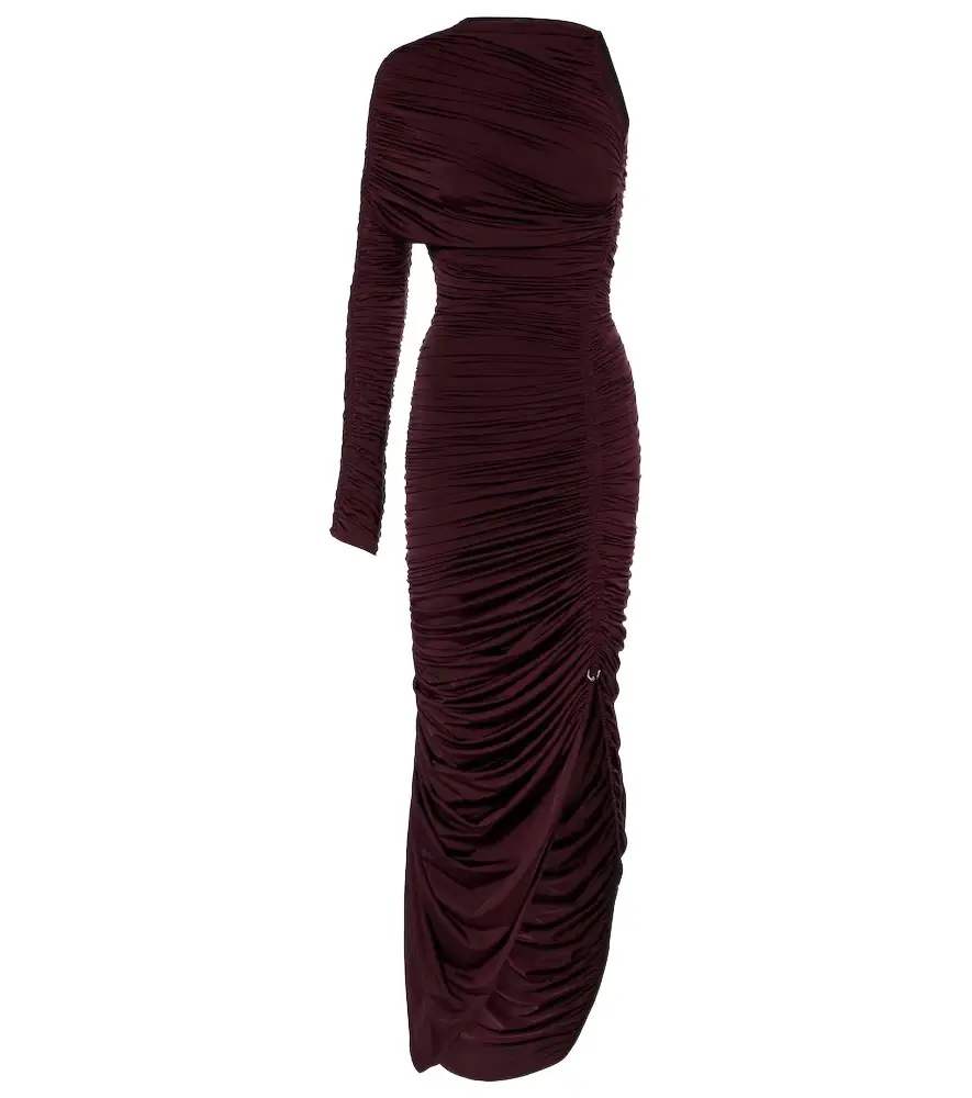 Mugler Ruched one-shoulder midi dress | Image 1 Mugler Ruched one-shoulder midi dress | Image 1
