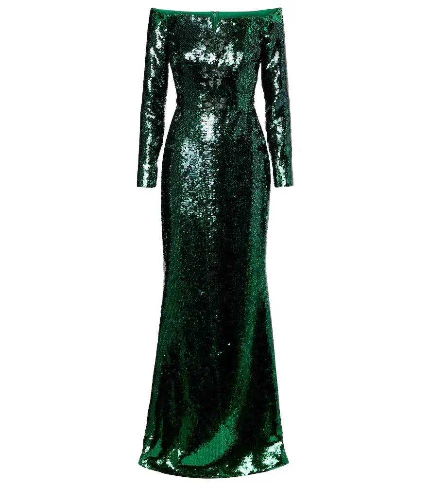 Elie Saab Sequined off-shoulder gown