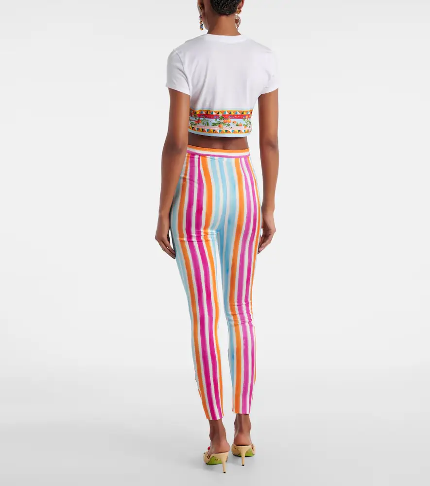 Dolce & Gabbana Striped silk-blend leggings | Thumbnail 4