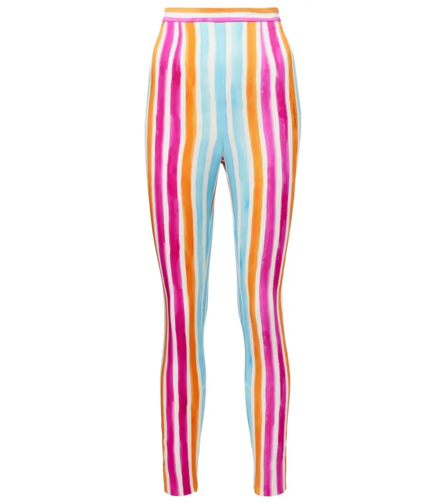 Dolce & Gabbana Striped silk-blend leggings