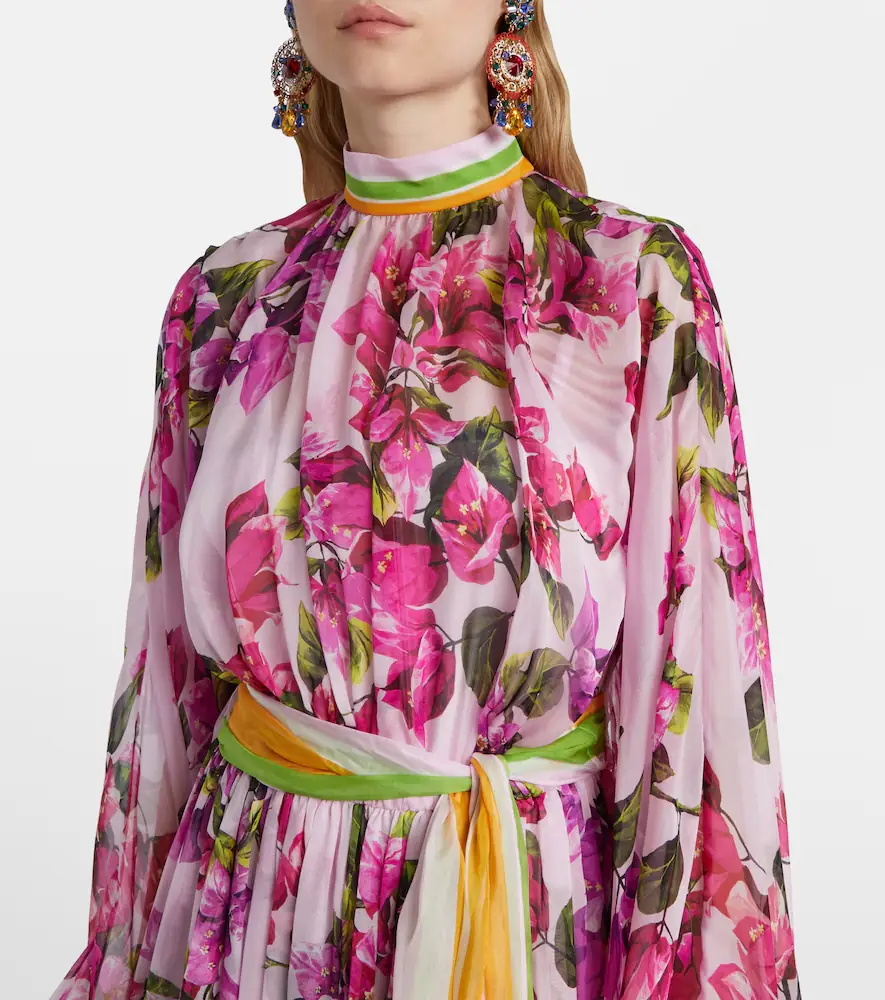 Dolce & Gabbana Belted floral silk kaftan | Thumbnail 2
