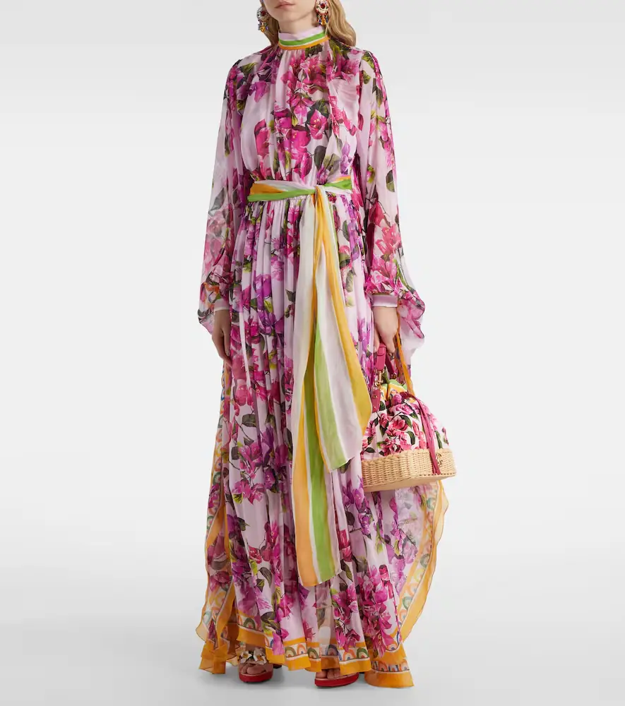 Dolce & Gabbana Belted floral silk kaftan | Thumbnail 5