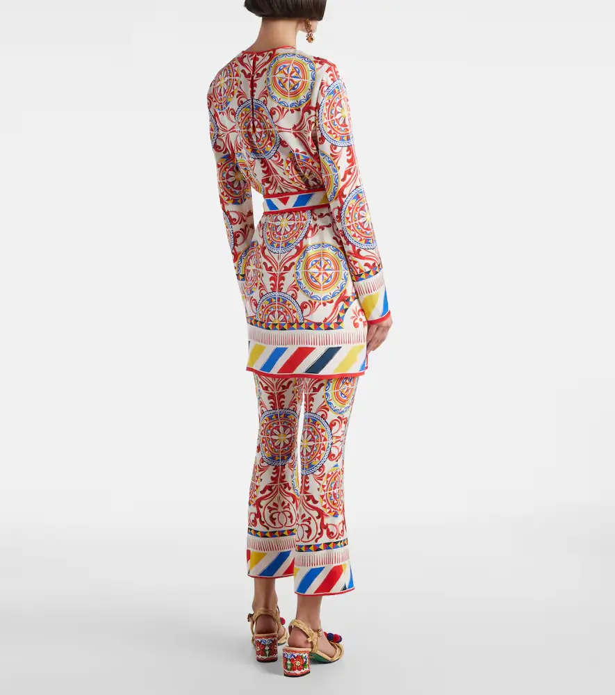 Dolce & Gabbana Belted printed silk top | Thumbnail 3