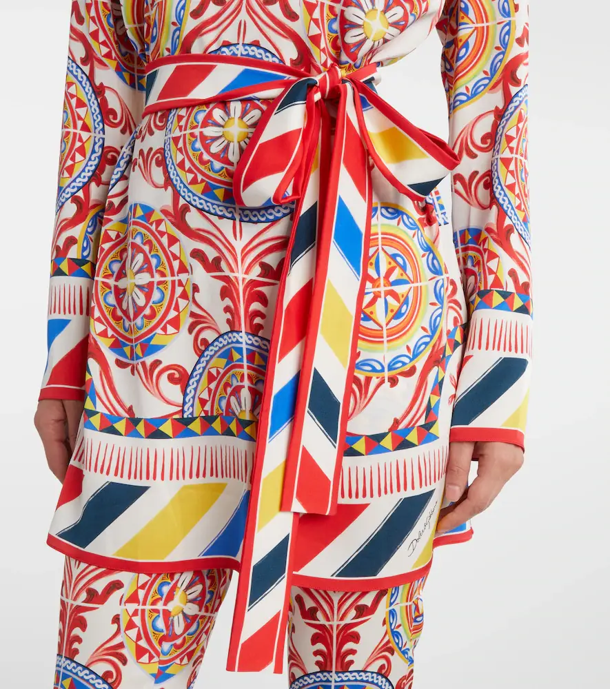 Dolce & Gabbana Belted printed silk top | Thumbnail 4