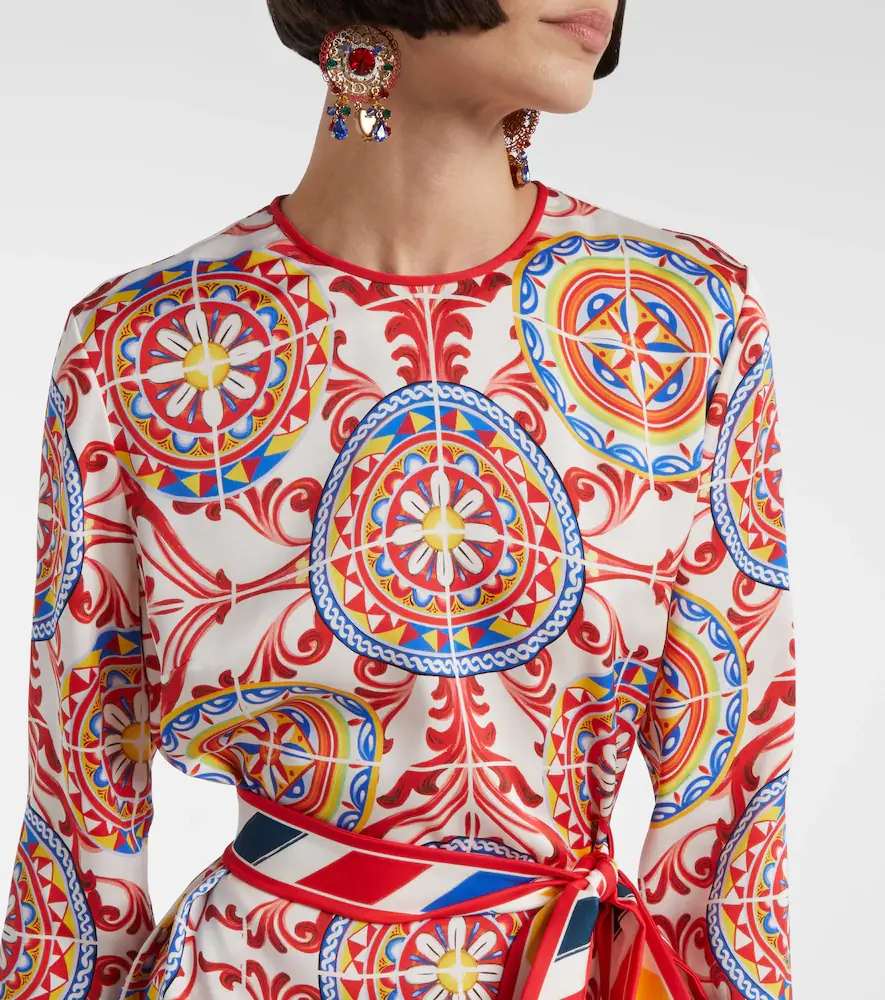 Dolce & Gabbana Belted printed silk top | Thumbnail 5