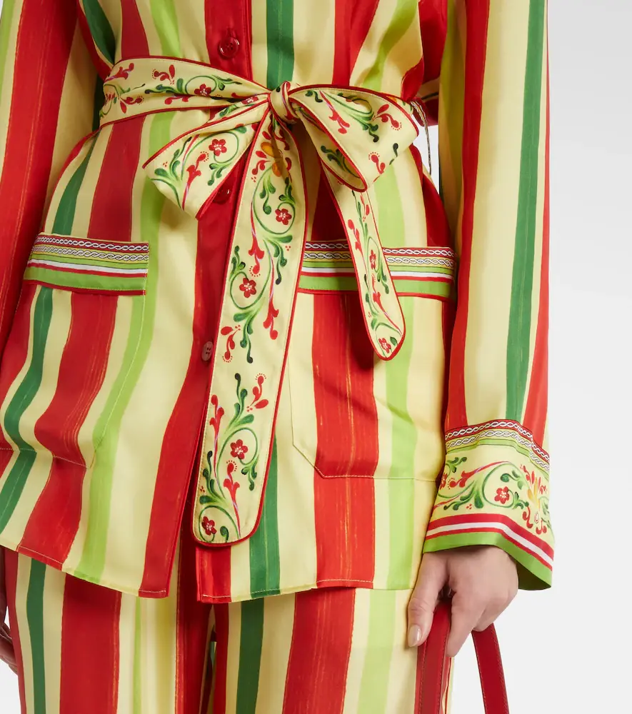 Dolce & Gabbana Belted striped silk shirt | Thumbnail 5