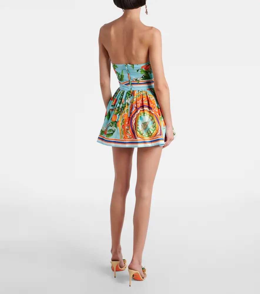 Dolce & Gabbana Taormina printed cotton bustier dress | Thumbnail 3