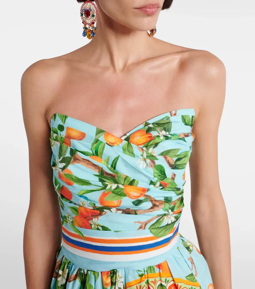 Dolce & Gabbana Taormina printed cotton bustier dress | Thumbnail 4