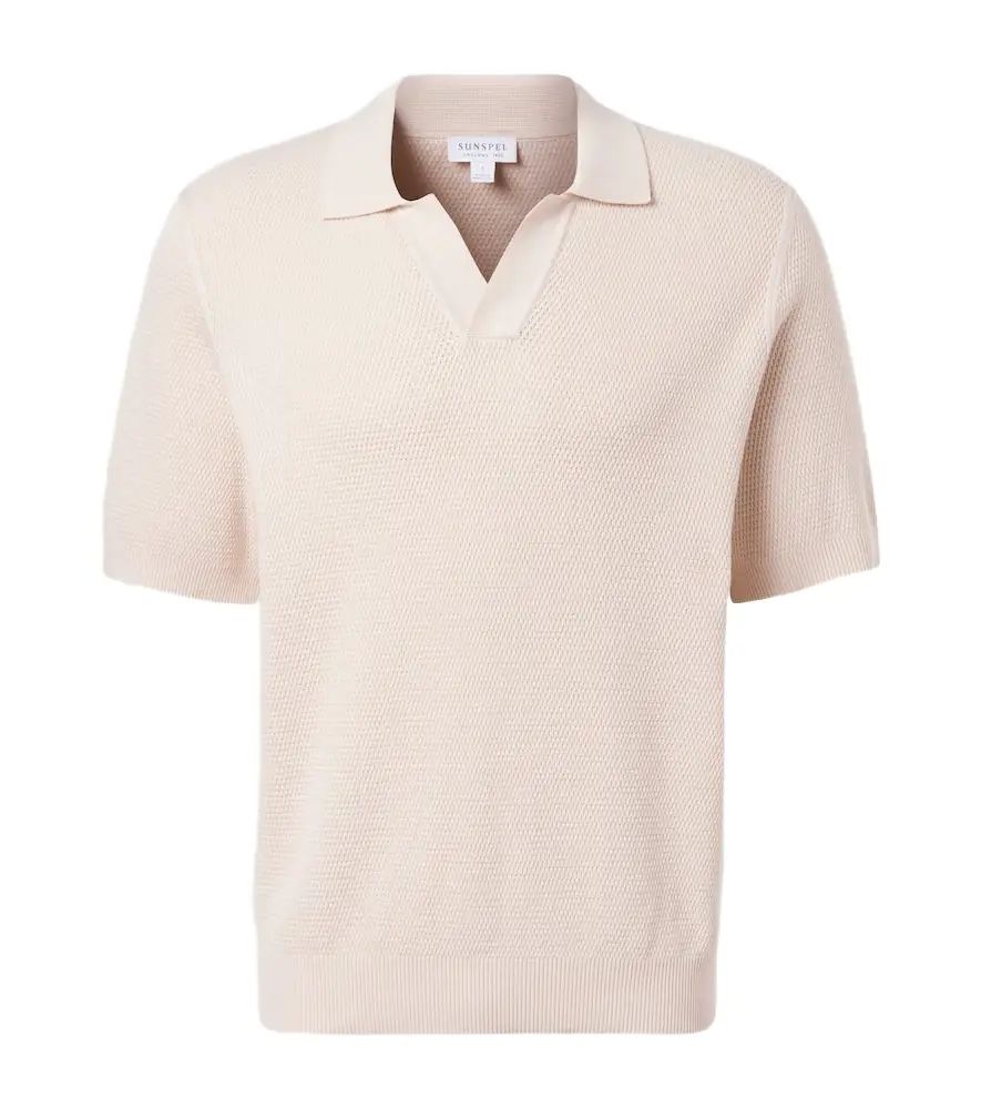 Sunspel Waffle-knit cotton polo shirt