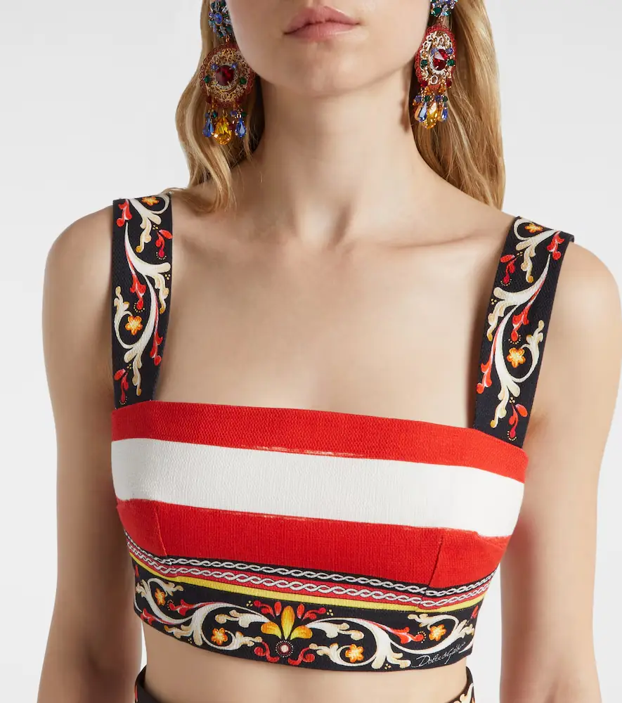 Dolce & Gabbana Striped cotton-blend bra top | Thumbnail 2 Dolce & Gabbana Striped cotton-blend bra top | Thumbnail 2