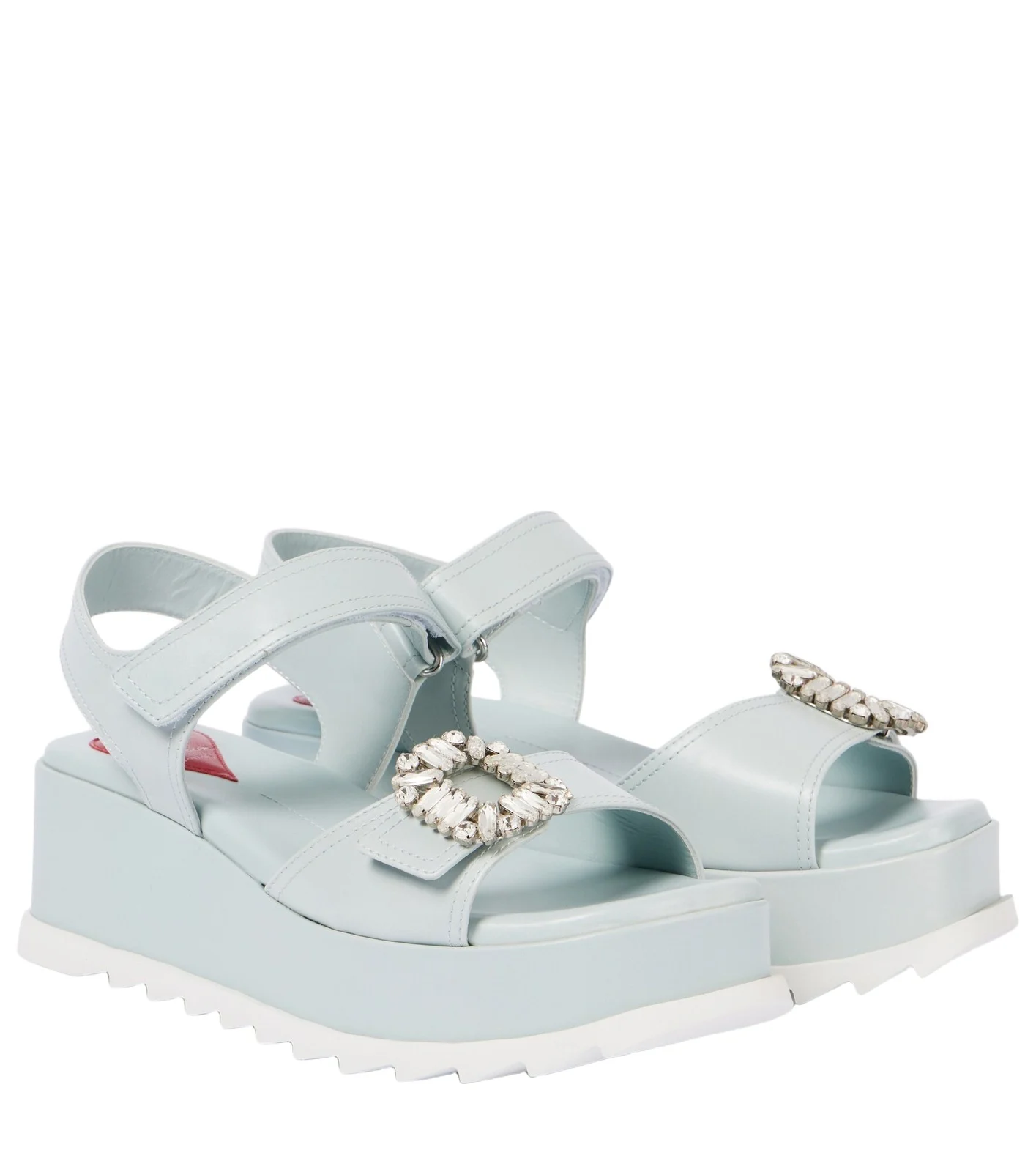 Embellished leather platform sandals