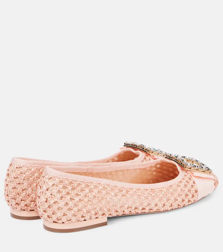 Roger Vivier Tres Vivier embellished raffia ballet flats | Thumbnail 3