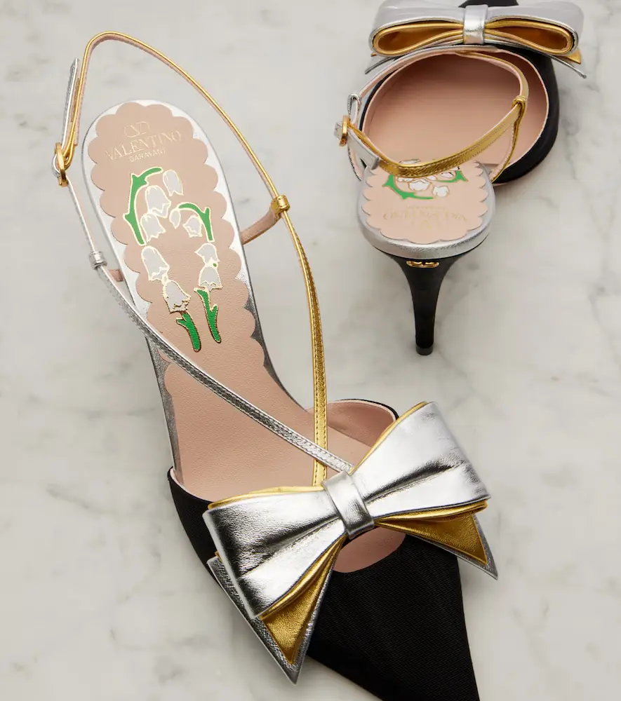 Valentino Garavani Bowow 85 moiré slingback pumps | Thumbnail 3