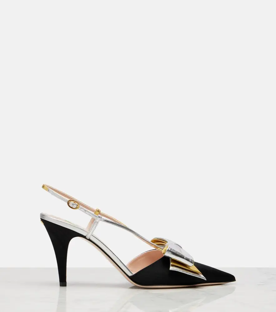 Valentino Garavani Bowow 85 moiré slingback pumps | Thumbnail 4