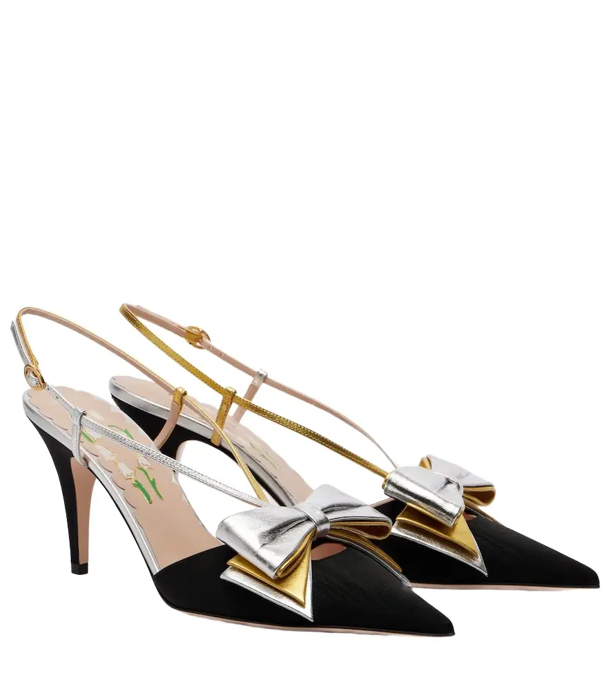 Valentino Garavani Bowow 85 moiré slingback pumps | Image 1 Valentino Garavani Bowow 85 moiré slingback pumps | Image 1