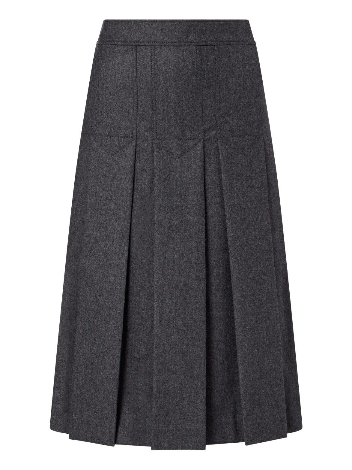 Pleated virgin wool flannel midi skirt Pleated virgin wool flannel midi skirt
