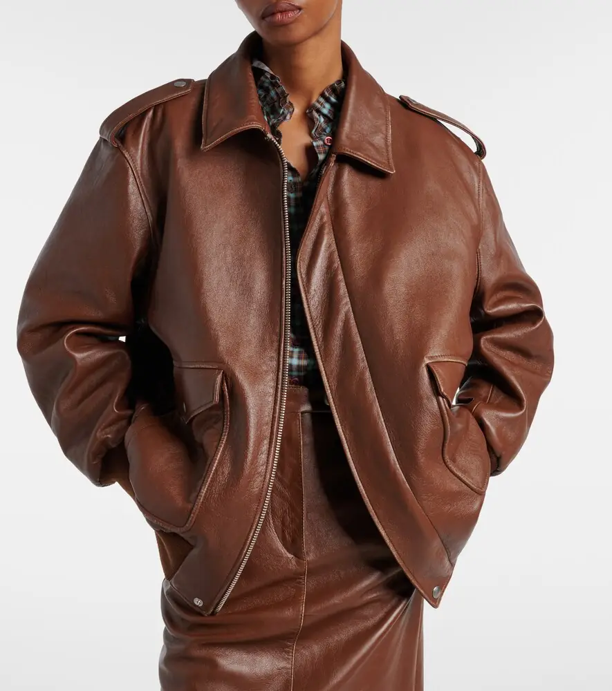 Prada Shearling-trimmed leather bomber jacket | Thumbnail 6 Prada Shearling-trimmed leather bomber jacket | Thumbnail 6