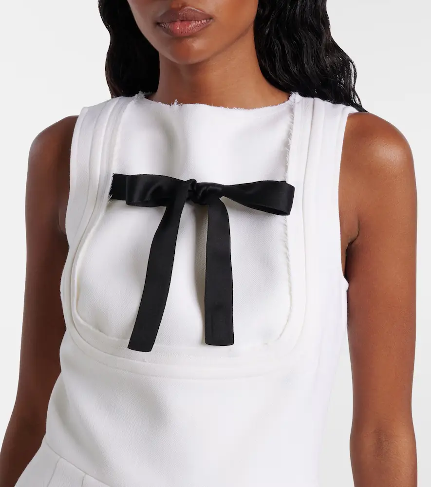 Prada Bow-detail virgin wool minidress | Thumbnail 2