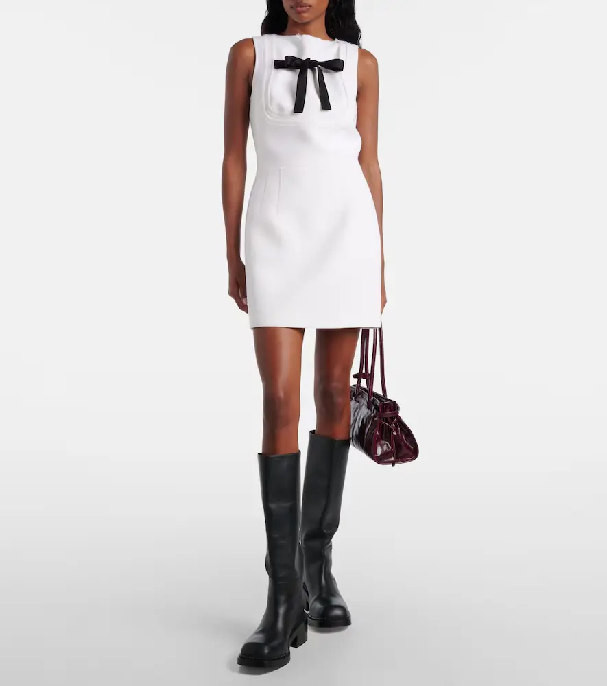 Prada Bow-detail virgin wool minidress | Thumbnail 4