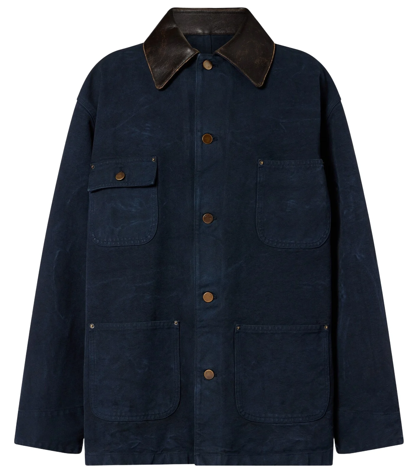 Oversized cotton leather-trimmed jacket