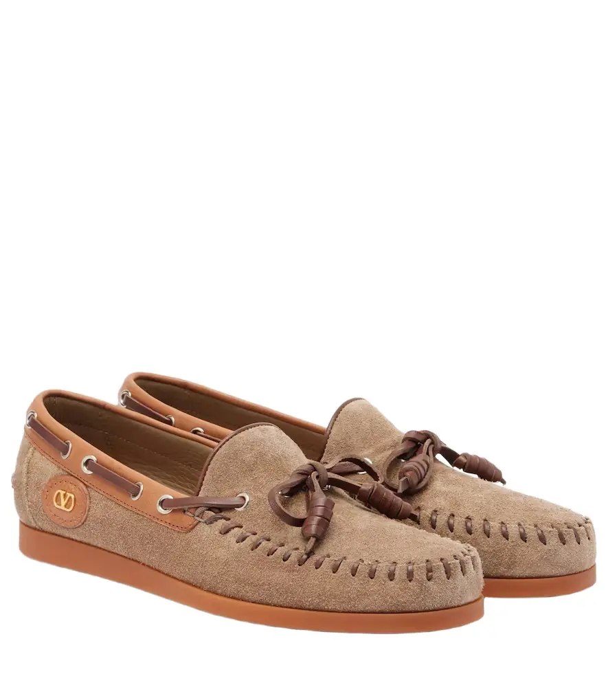 Valentino Garavani Palm Avenue VLogo suede boat shoes