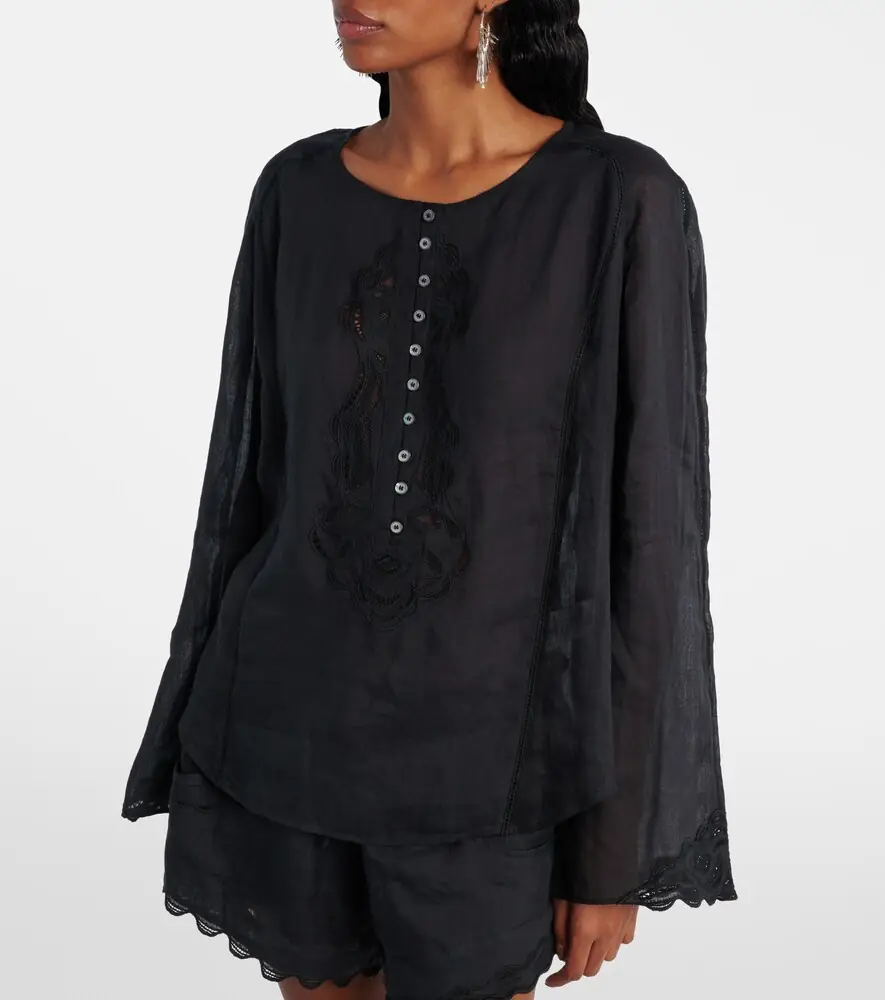 Isabel Marant Luciele embroidered ramie blouse | Thumbnail 2 Isabel Marant Luciele embroidered ramie blouse | Thumbnail 2