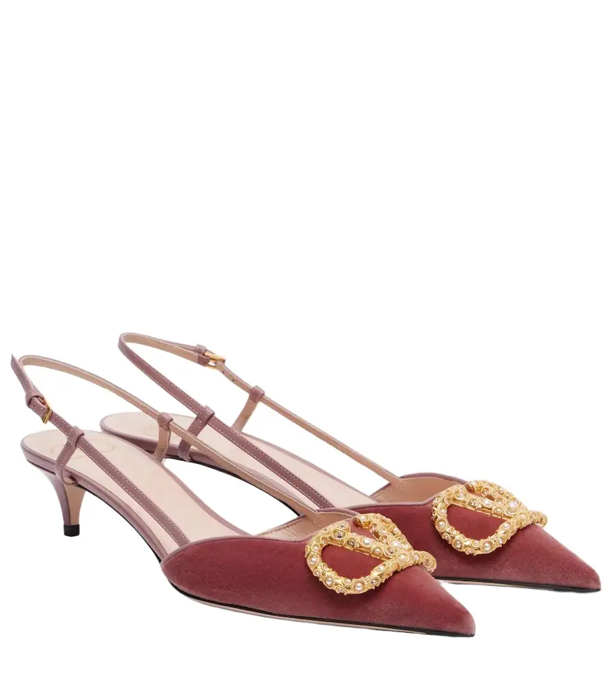 Valentino Garavani VLogo 40 velvet slingback pumps | Image 1 Valentino Garavani VLogo 40 velvet slingback pumps | Image 1