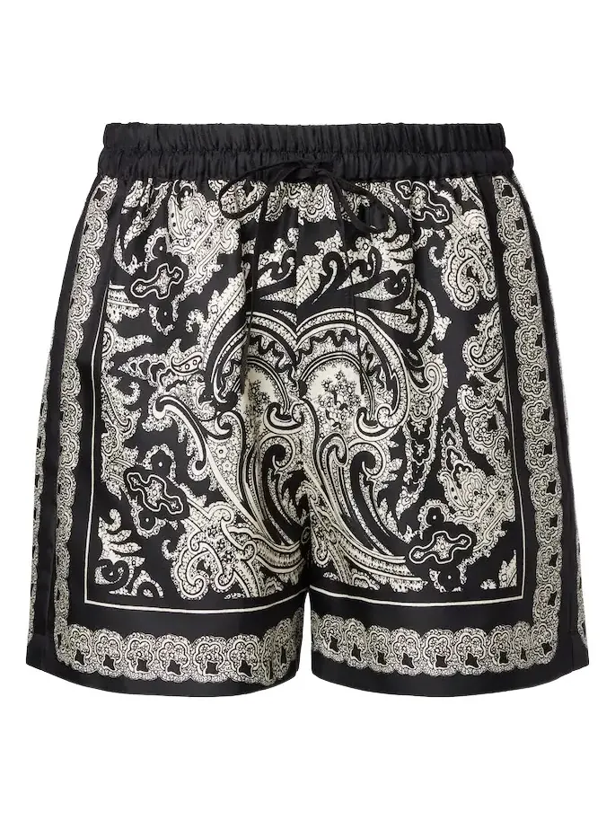 Frances paisley silk twill shorts Frances paisley silk twill shorts