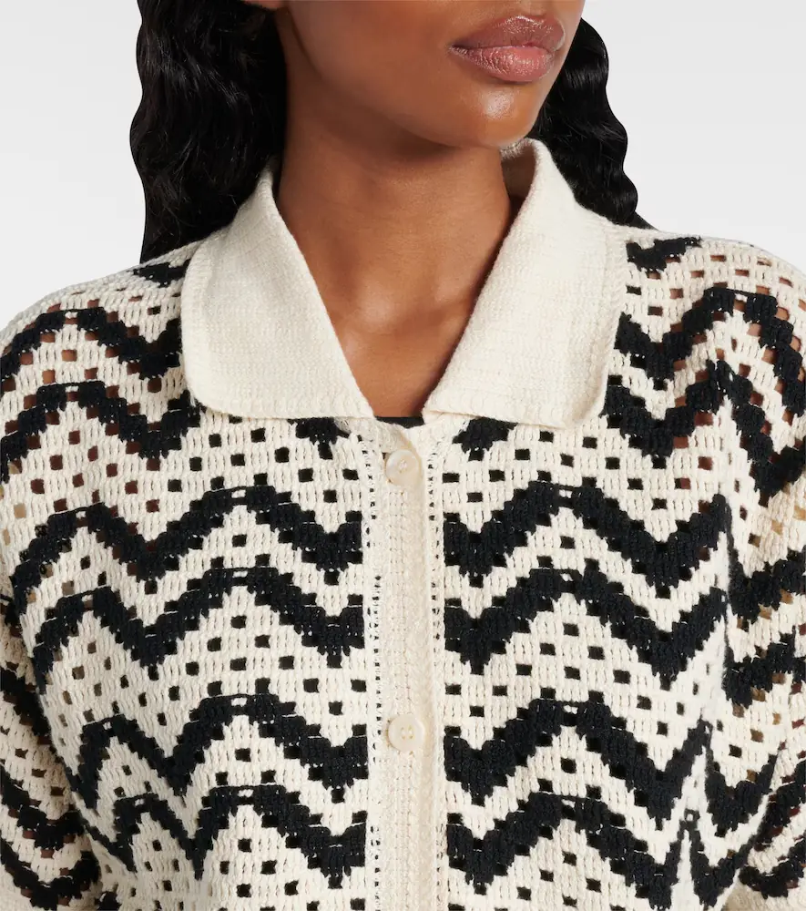 Varley Anais crochet cotton polo shirt | Thumbnail 2