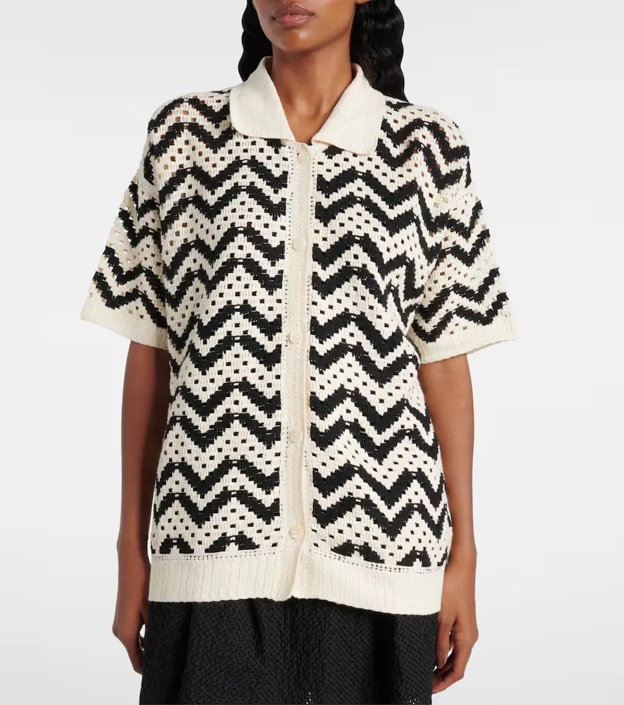 Varley Anais crochet cotton polo shirt | Thumbnail 4
