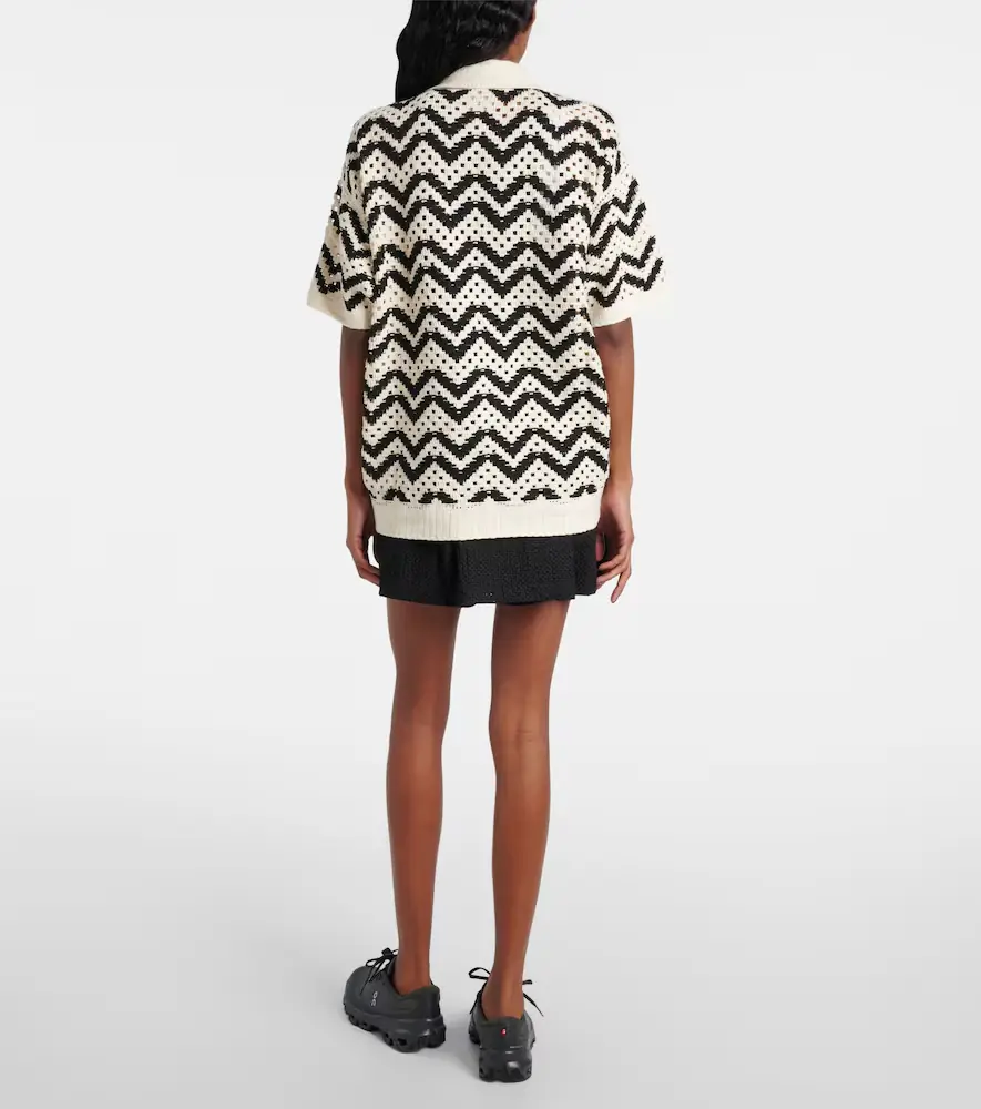 Varley Anais crochet cotton polo shirt | Thumbnail 5