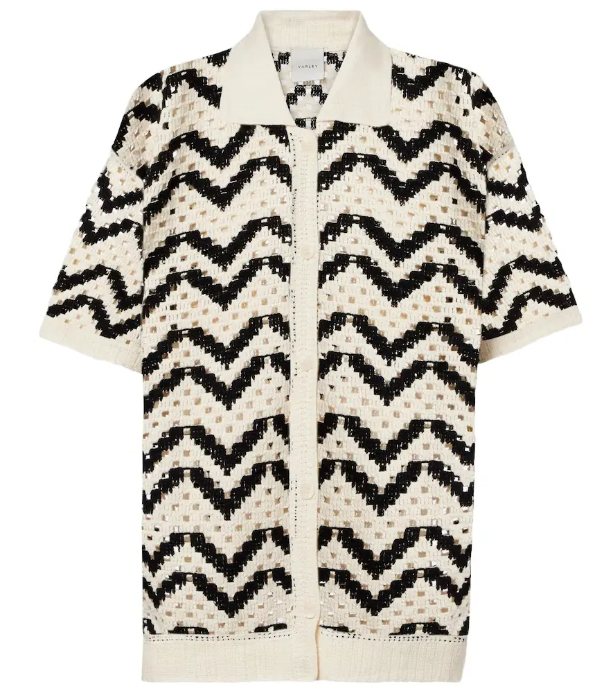Varley Anais crochet cotton polo shirt