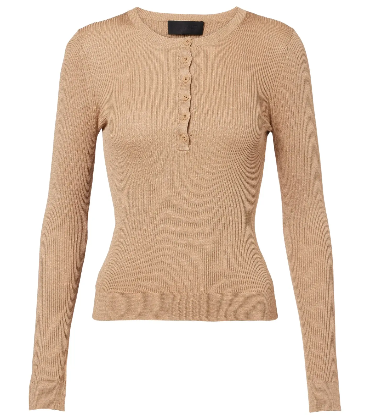 Nili Lotan Kyrie ribbed-knit silk Henley shirt
