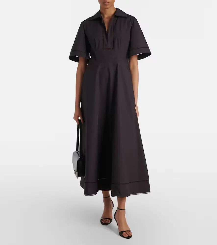RÓHE Róhe Embroidered cotton poplin midi dress | Thumbnail 3