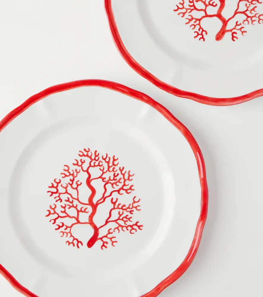 LES OTTOMANS Coral set of 4 ceramic dinner plates | Thumbnail 2