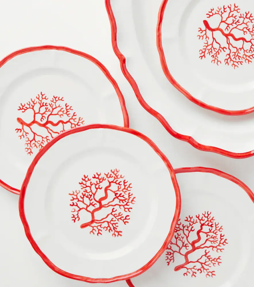 LES OTTOMANS Coral set of 4 ceramic dinner plates | Thumbnail 3