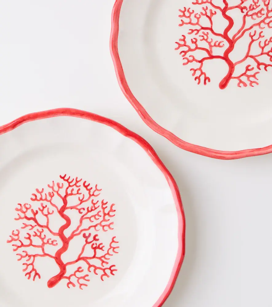 LES OTTOMANS Coral set of 4 painted ceramic side plates | Thumbnail 2