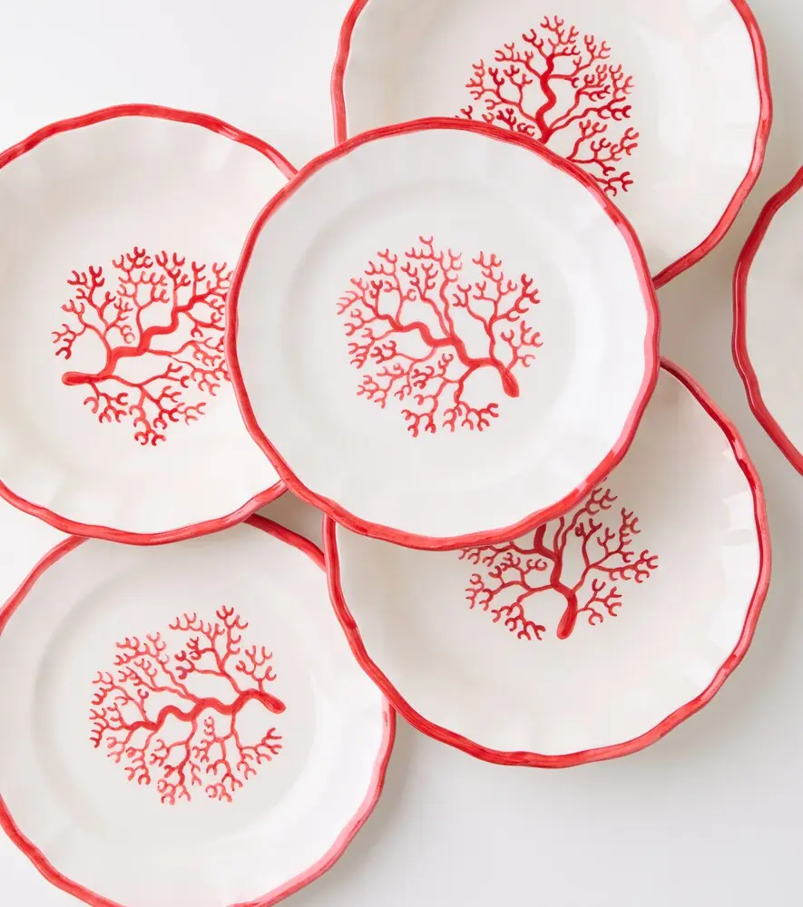 LES OTTOMANS Coral set of 4 painted ceramic side plates | Thumbnail 3