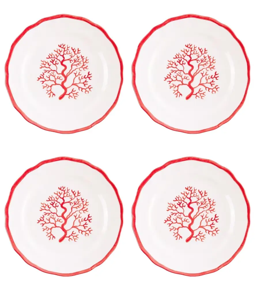 LES OTTOMANS Coral set of 4 painted ceramic side plates
