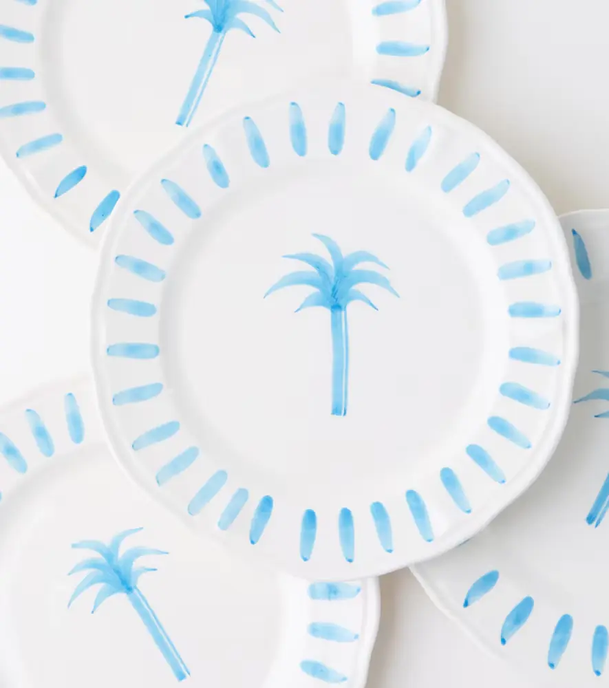 LES OTTOMANS Palm set of 4 ceramic dinner plates | Thumbnail 2
