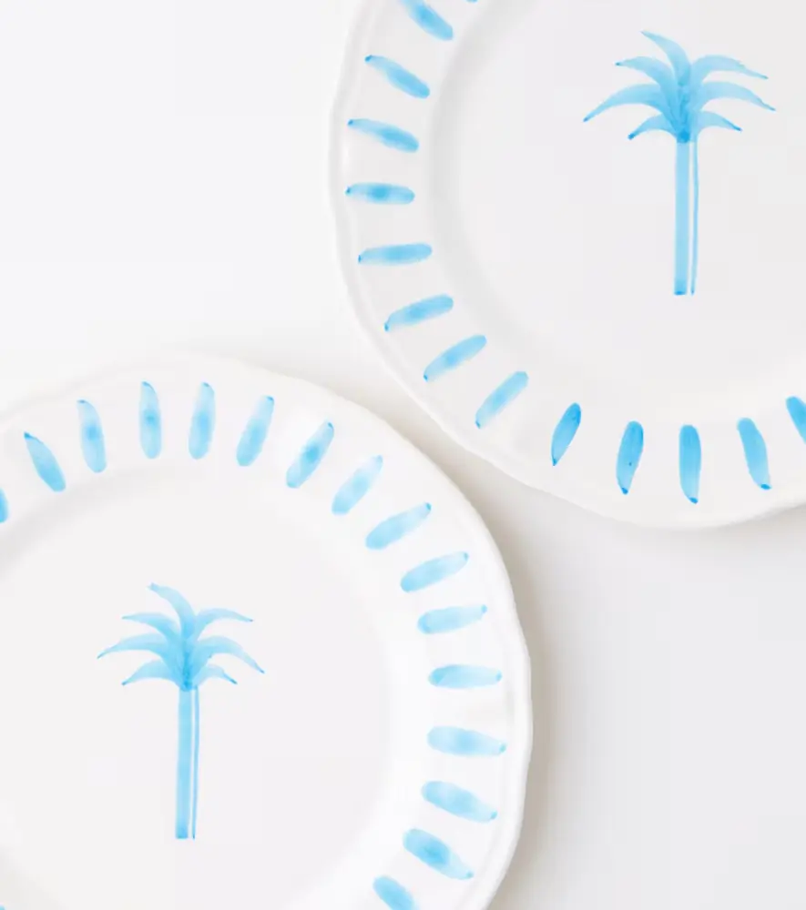 LES OTTOMANS Palm set of 4 ceramic dinner plates | Thumbnail 3