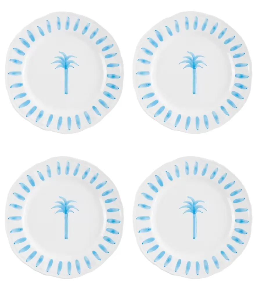 LES OTTOMANS Palm set of 4 ceramic dinner plates