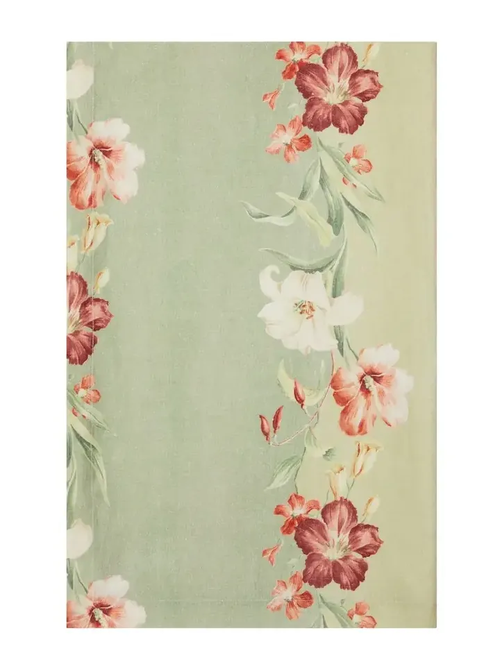 Cabana Ibiscus floral striped linen tablecloth
