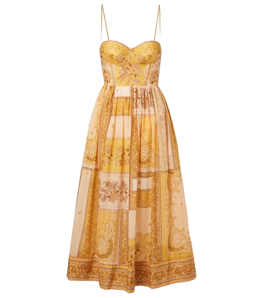 Zimmermann Lucky shirred cotton corset dress
