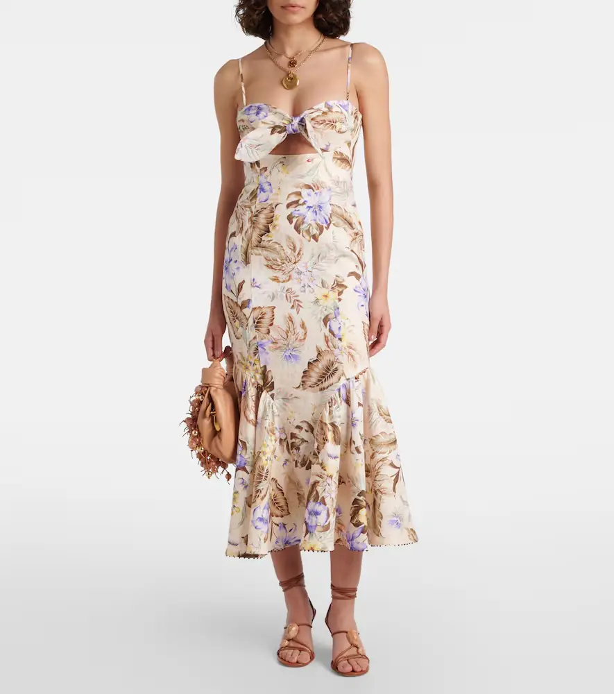 Zimmermann Coco bow-detail floral linen midi dress | Thumbnail 3 Zimmermann Coco bow-detail floral linen midi dress | Thumbnail 3